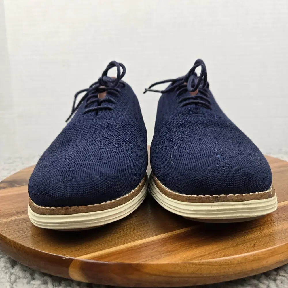 Cole Haan Mens 10.5 OriginalGrand Navy Stitchlite Wingtip Business Casual Oxford